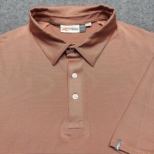 KJUS Polo Shirt Mens XL 54 Orange Black Stripe Soren Performance Stretch UPF 50+